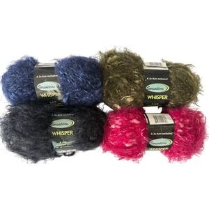 Sensations Whisper Textured Yarn LOT 4 Skeins Wool Blend Blue Green Black Pink